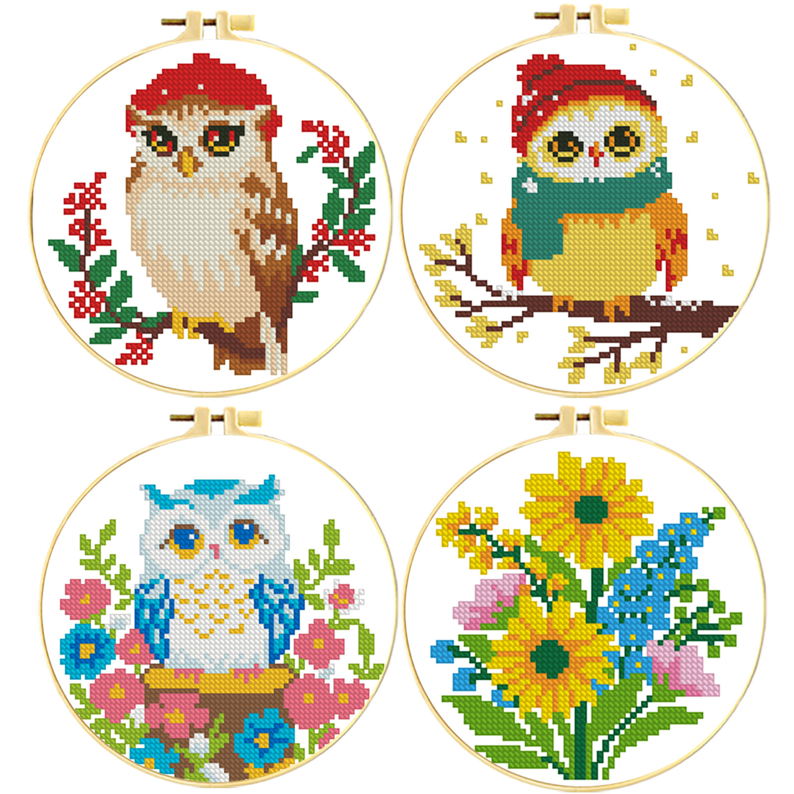 Colección de Búhos, Punto de Cruz de Dibujos Animados, Linda Decoración Pequeña para el Hogar, Kit de Materiales Hechos a Mano, Venta al por Mayor