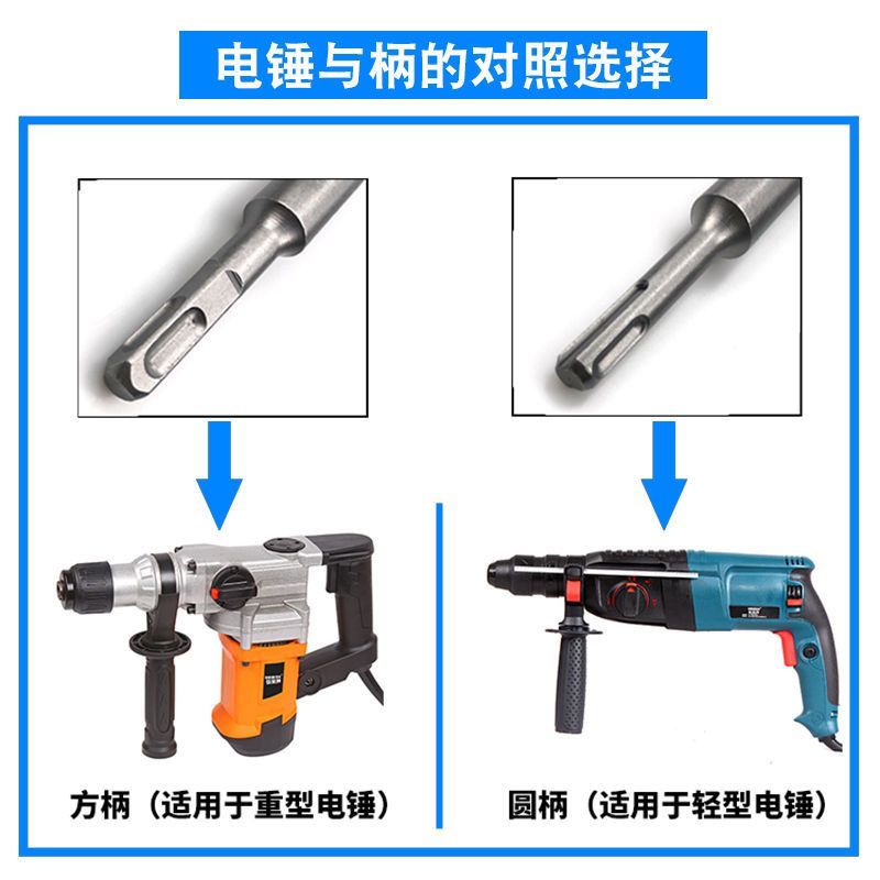 ♔加长电锤冲击钻头方柄圆柄穿墙混凝土500mm/800/1米1.2米1.5米2