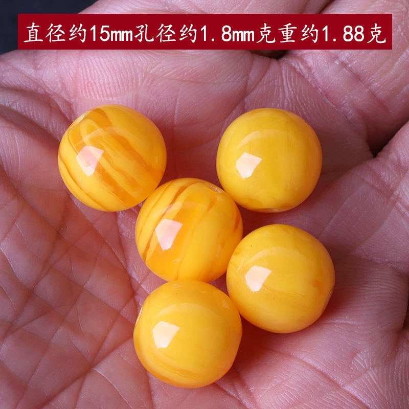 Synthesized rosary with round beads wax agate handmade, DIY
