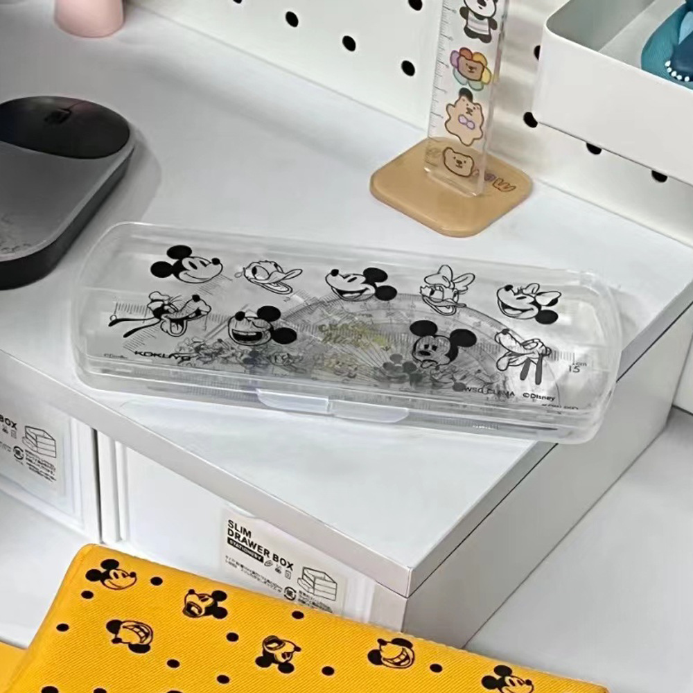Japón KOKUYO juego de cuatro piezas de reglas de honor Mickey conjunto segunda bala Mickey vida escolar reglas transparentes