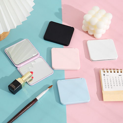 Korean cute portable small mirror carry-on makeup mirror student ins candy color double-sided mirror