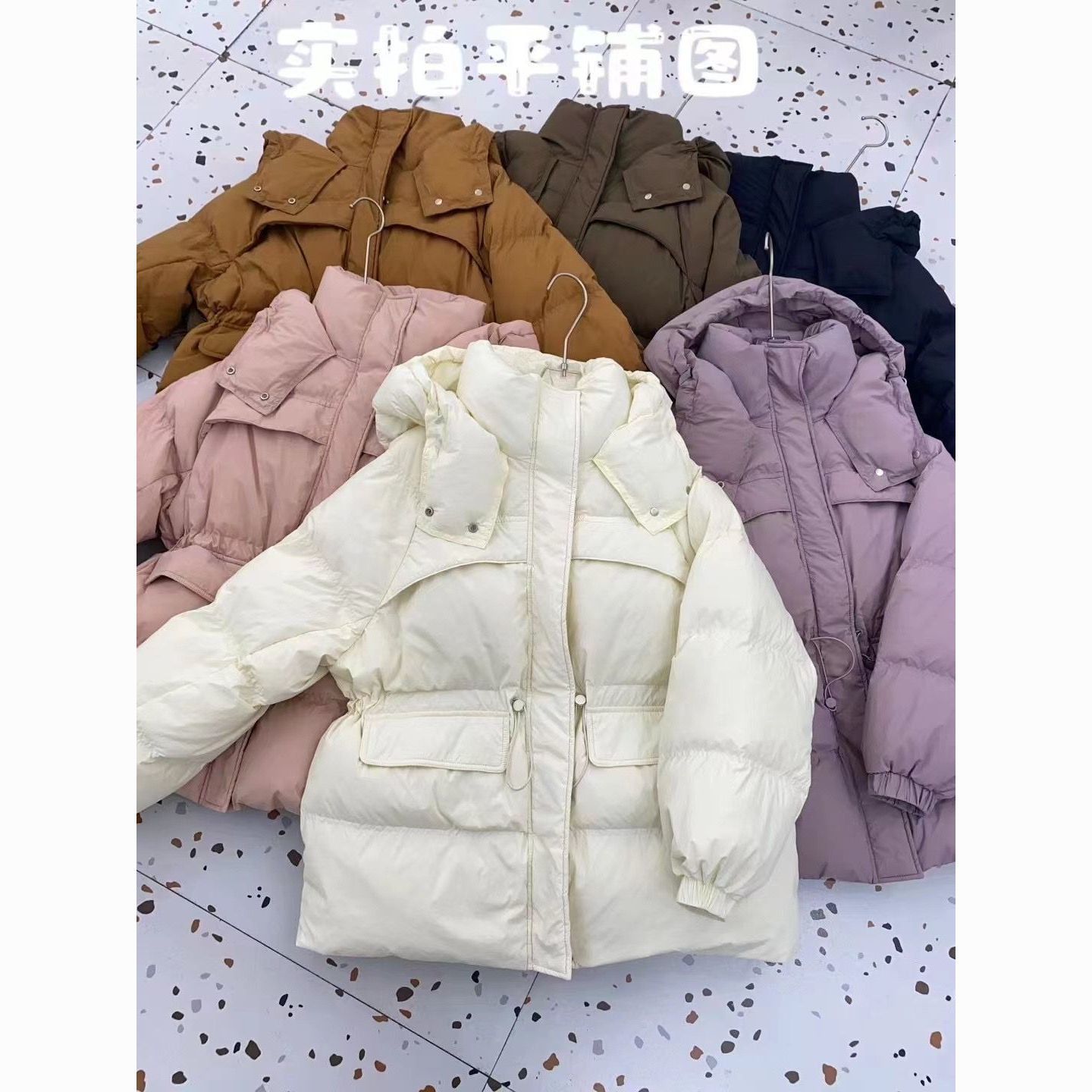 New Chinese Style Small Fragrance Hooded Waist Slimming Mid-Length Thickened down Jacket Women's Jacket Pumpkin Color Purple