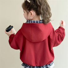 女童洋气宽松春秋季2025新款韩版休闲外套女宝宝儿童秋装连帽上衣