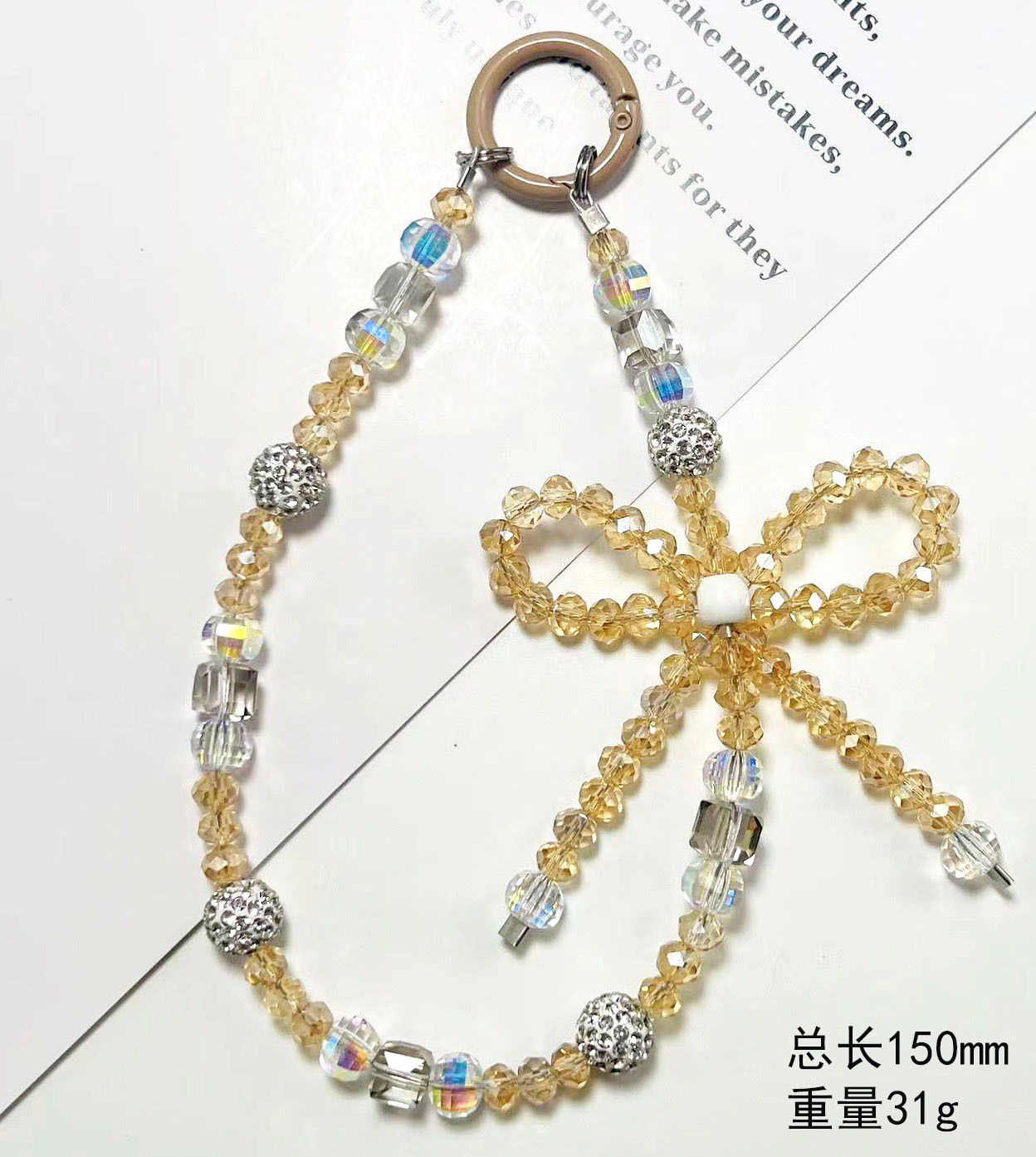 Estilo ins de alta calidad, gota de cristal japonés y coreano, diamantes de imitación, colgante con cuentas, funda para teléfono móvil, cordón, colgante de llave, pulsera de todo fósforo