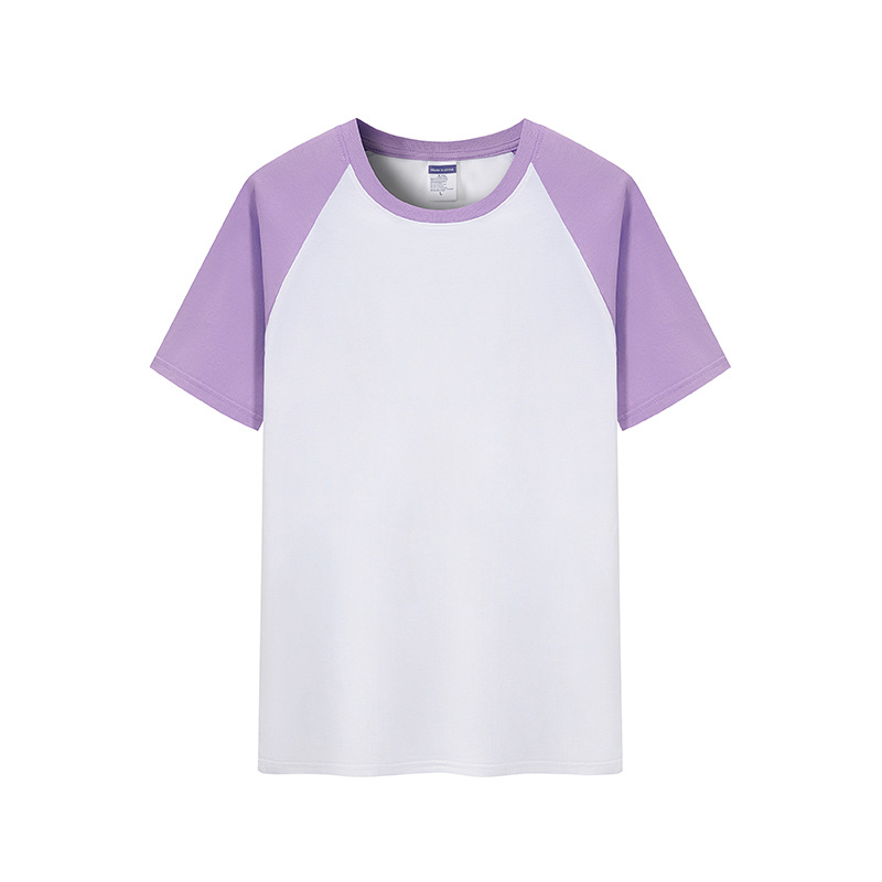 Verano nuevo 200g Raglan color a juego de manga corta camiseta juventud algodón retro contraste suelto color cuello redondo top