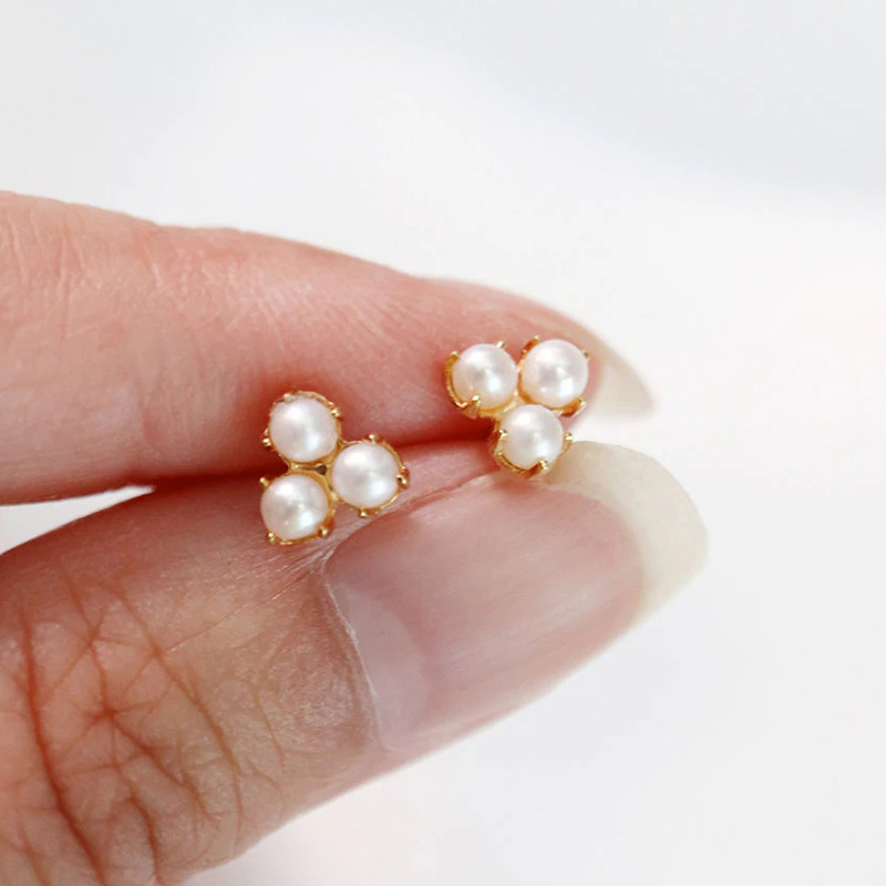 1 Pair Simple Style Geometric Plating Inlay Sterling Silver Pearl Zircon Ear Studs display picture 32