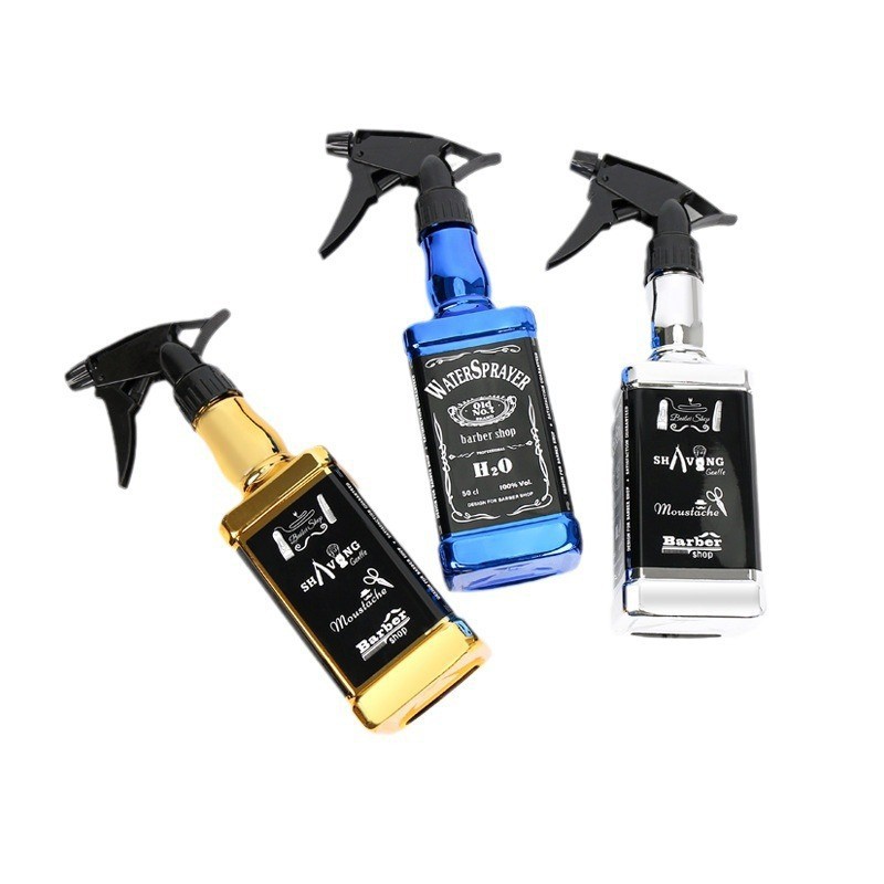 造型油头喷雾瓶美发手压工具电镀喷壶理发店美发用品 方枪