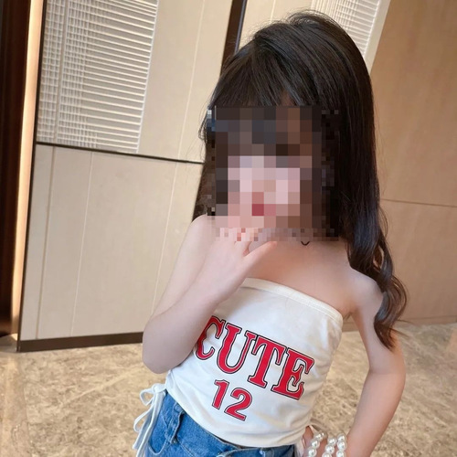 New  Summer Stylish Letter Print Girls' T-shirt Blouse Top with Straps - Model 0056