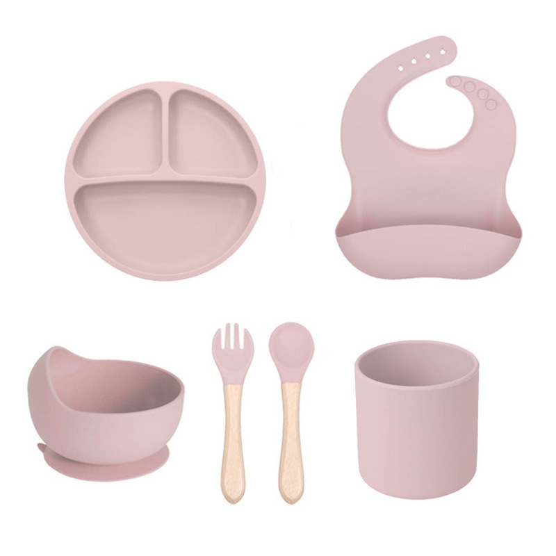 クロスボーダー子供用シリコンディナープレートセット、離乳食サプリメント、分割ディナープレート、ラブディナープレート、母子授乳食器セット|undefined