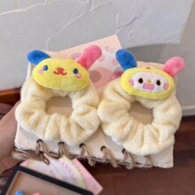 甜美花小兔毛绒公仔发圈可爱五彩耳朵兔子大肠圈少女发饰丸子头
