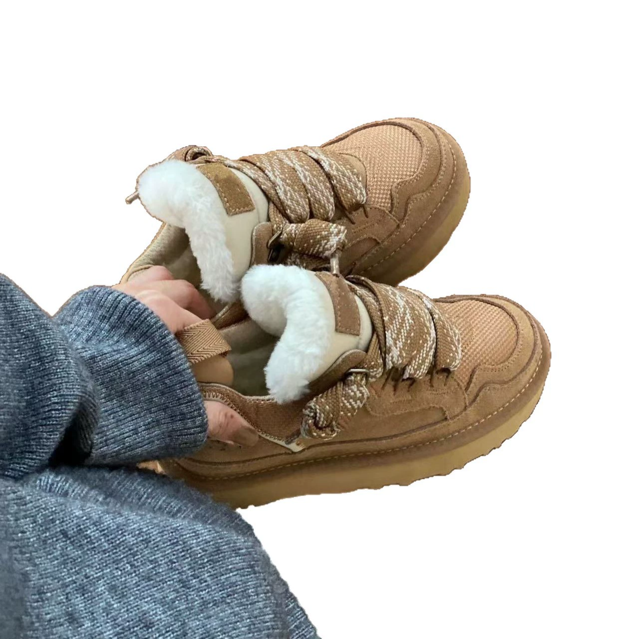 Дизайн-смысл осень-зима 2025 новинки снег boots шнуровка нескользящая теплая Northeast хлопковые женские тренд