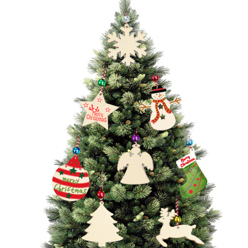 工艺品创意乡村木质圣诞树挂件家居装饰礼品配件圣诞吊饰雕刻木片