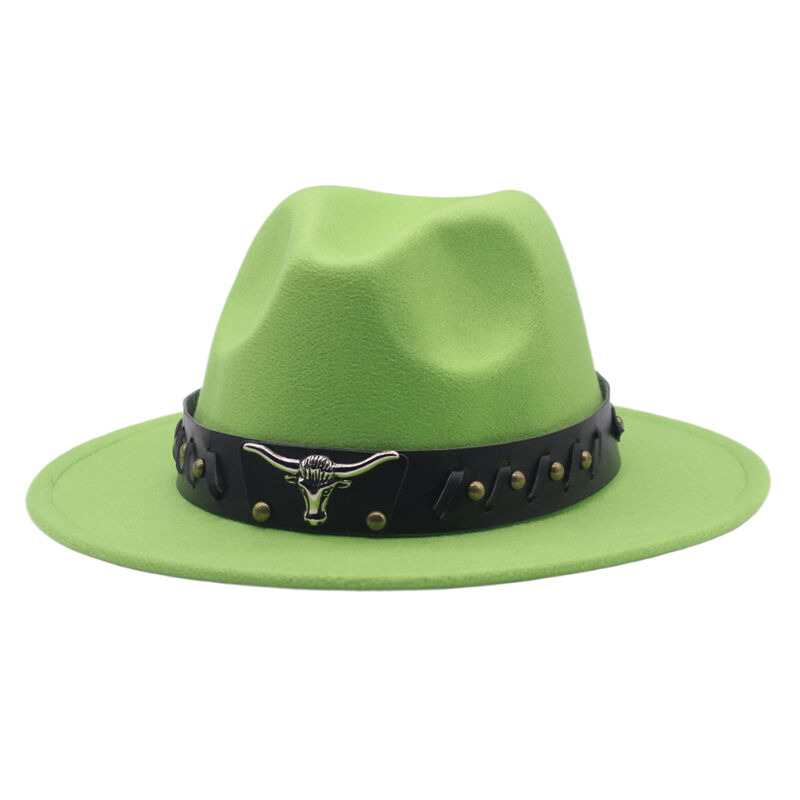 Cappello da cowboy spagnolo unisex Cappello a cilindro jazz erboso con tesa piatta e tesa larga per uomo e donna_voghion.com