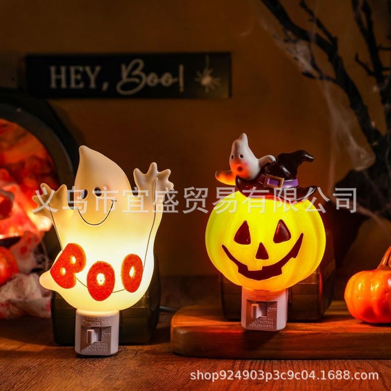 跨境万圣节LOHAS LED万圣节夜灯套装幽灵美规插座灯摆件家居庭院|undefined