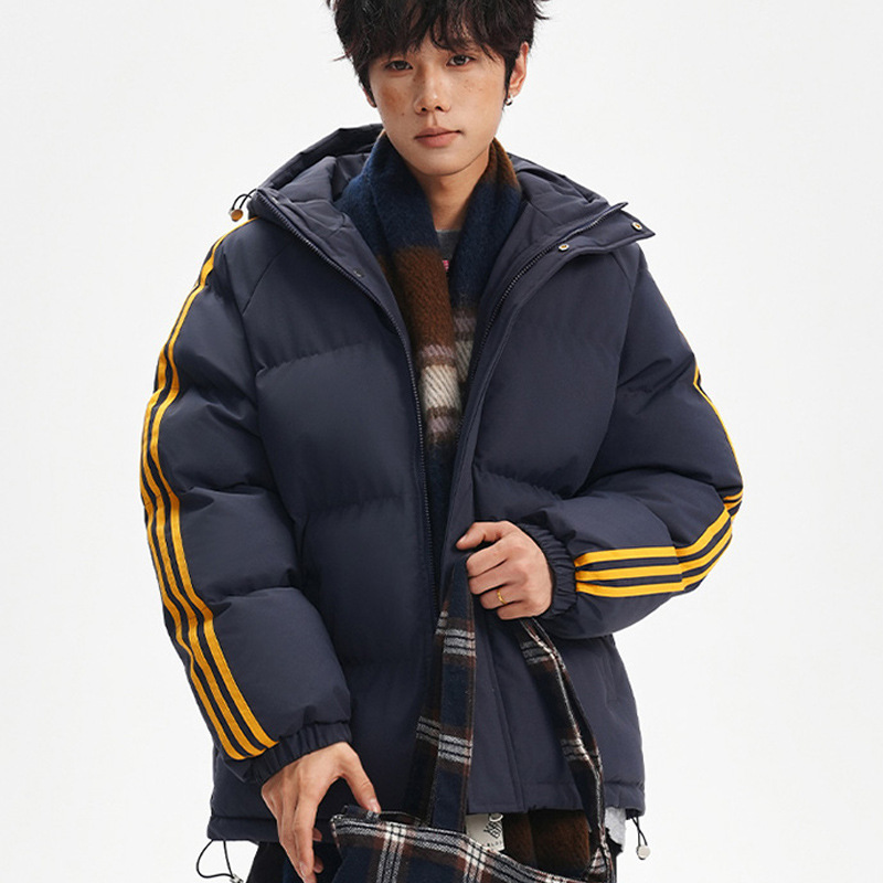 Tres barras transfronterizas chaqueta de algodón de plumón hombre y mujer rayas de invierno chaqueta de algodón de estilo de colegial chaqueta de pan grueso chaqueta de moda