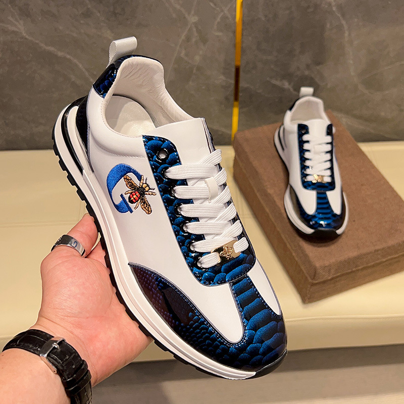 2026 New Model Fugucci Little Bee Sports Casual Shoes for Men, Fashionable Leather Patchwork Dad Shoes, Genuine Leather Sneakers 2026 New Model Fugucci Little Bee Sports Casual Shoes for Men, Fashionable Leather Patchwork Dad Shoes, Genuine Leather Sneakers