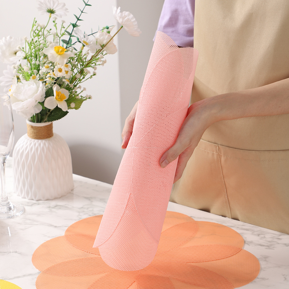 Nuevo tipo de PVC flor doble capa compuesto almohadilla de mesa almohadilla de mesa de mesa de mesa occidental almohadilla de tela almohadilla de mesa para estudiantes de primaria almohadilla de mesa a prueba de quemaduras