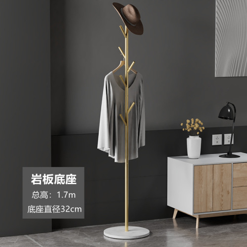 Floor-standing coat rack, bedroom light luxury slate metal coat rack, living room entry simple clothes scarf bag hanging rack
