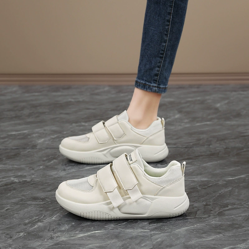 Женская обувь на толстой подошве на липучке, летняя дышащая спортивная повседневная обувь с полой сеткой, легкая не утомляющая рабочая обувь на мягкой подошве