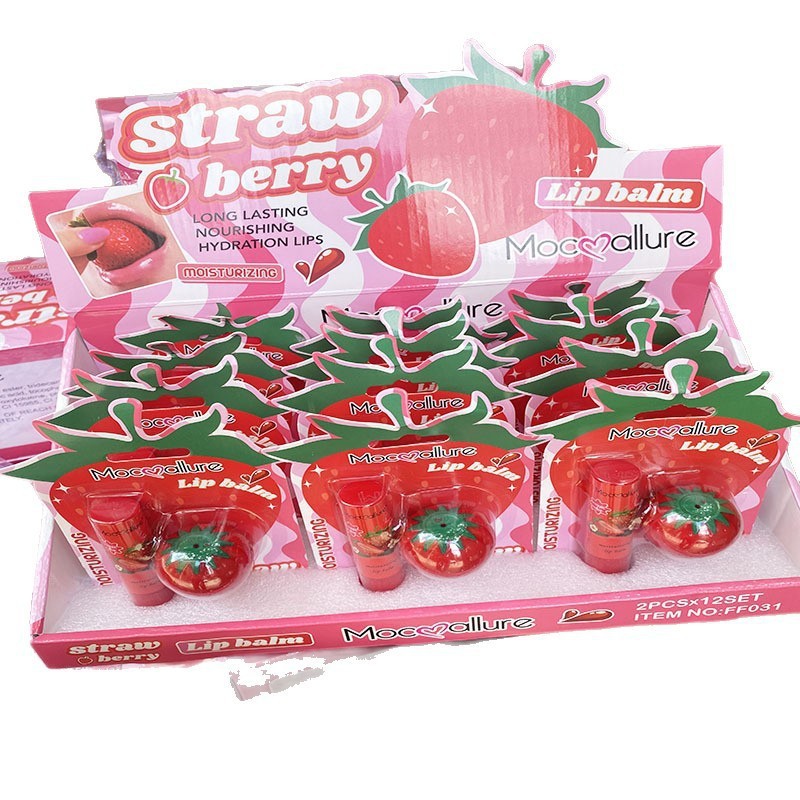Mocoallure Cross-border Strawberry Ball Lipstick Humectant Tempered Strawberry Lipstick Combination Kit