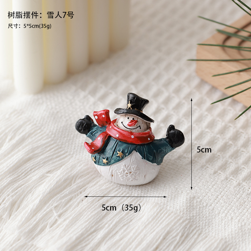 Decoración del árbol de Navidad de madera muñeca de resina decoración de escritorio decoración de micro paisaje muñeca de nieve