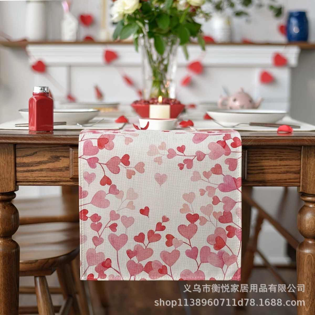 Bandera de mesa de flores de primavera transfronteriza, hogar, comedor, sala de estar, mesa de comedor, decoración de vacaciones al aire libre, mantel de mesa