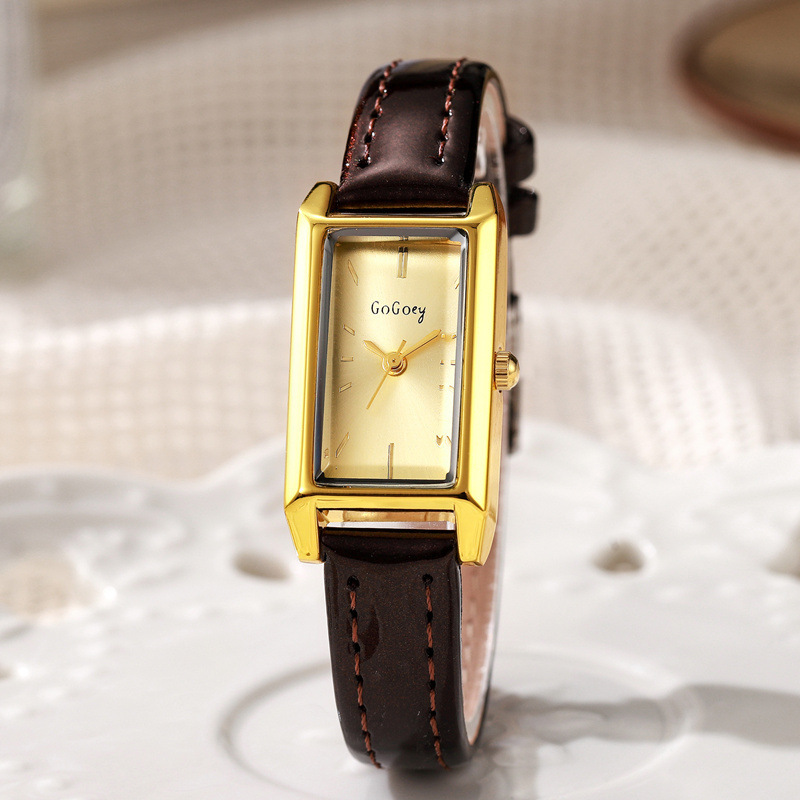 Cross-border Wholesale Explosions Golden Rectangular Women's Watch Women's Korean Style Student High-value Women's Belt Watch Cross-border Wholesale Explosions Golden Rectangular Women's Watch Women's Korean Style Student High-value Women's Belt Watch