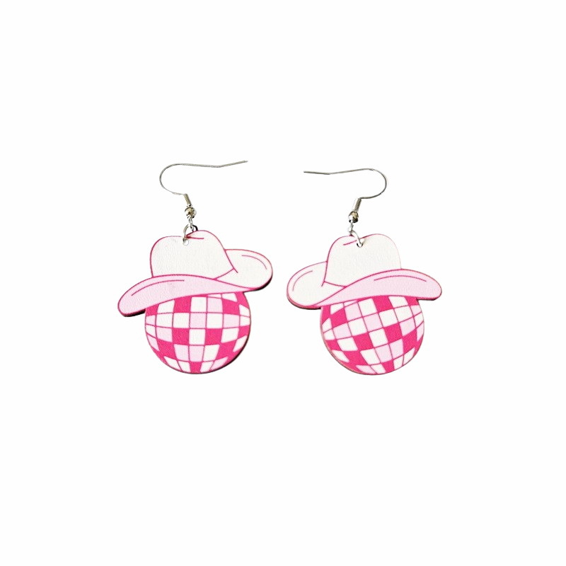 1 Pair Retro Cool Style Cow Pattern Boots Wood Drop Earrings display picture 3