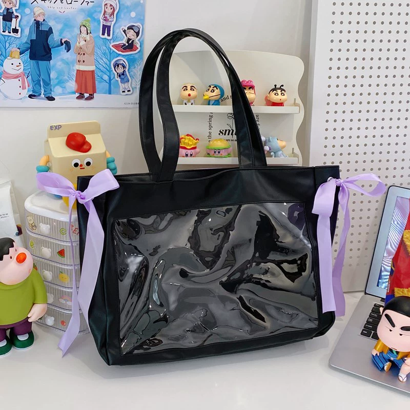 Handheld cloth bag for students, capacious linen bag, doll