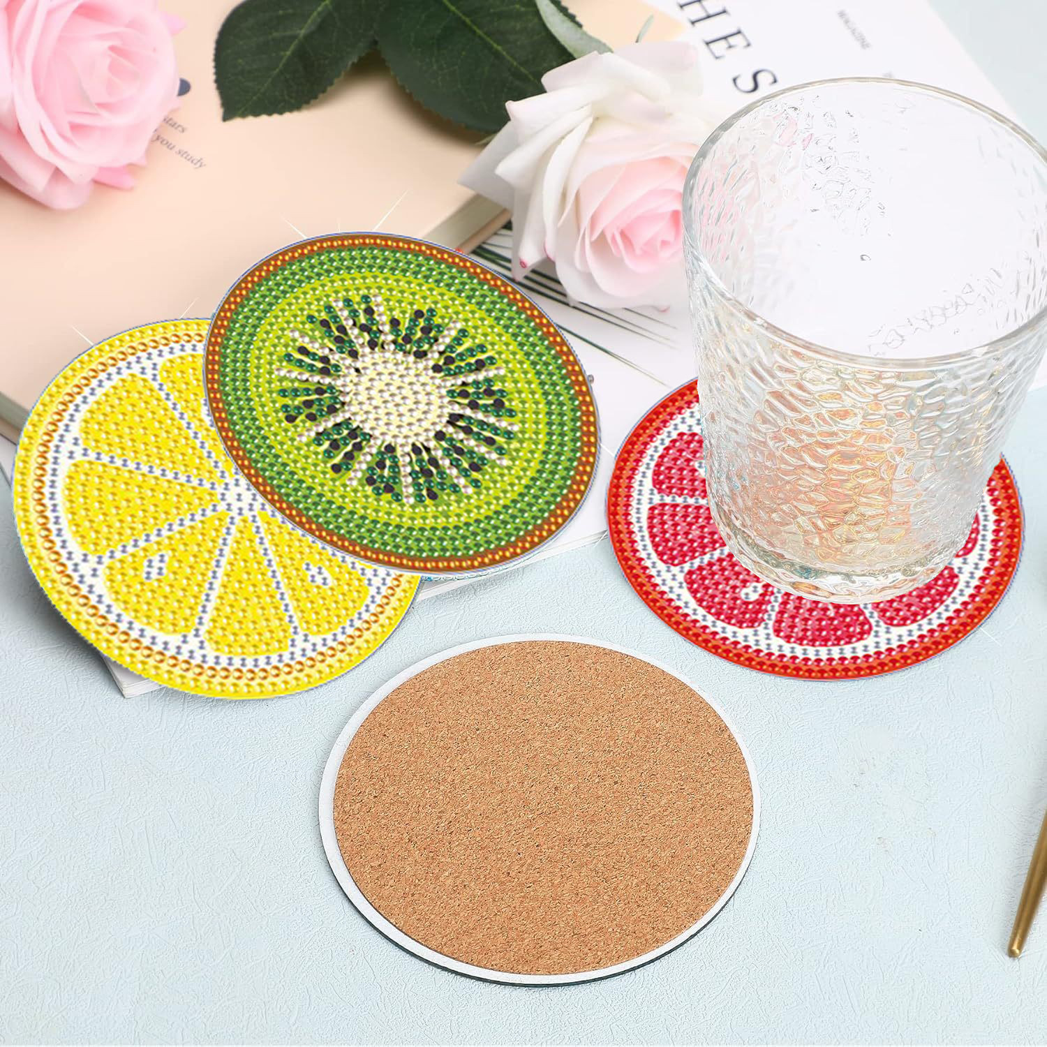 Acrílico transfronterizo diamante pintura briy posavasos Amazon explosión diamante completo 5d hecho a mano dibujos animados mantel de aislamiento