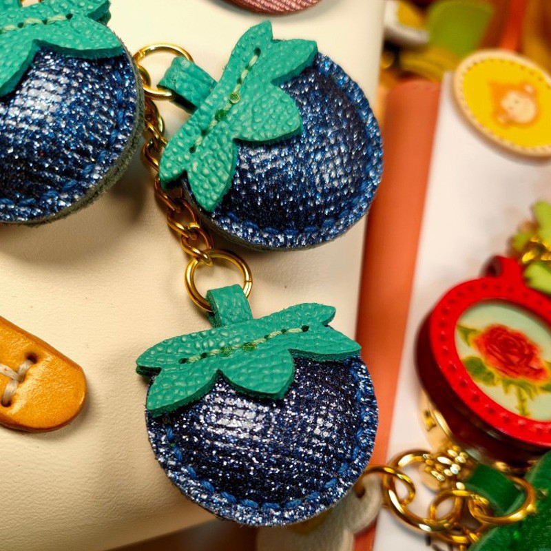 好柿发生皮革钥匙扣挂件创意礼品柿子挂饰汽车钥匙扣蓝莓刀模