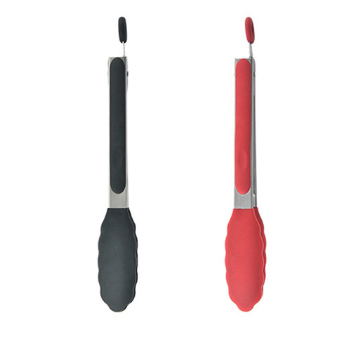 FDA Silicone Food Tongs 7-inch 9-inch 12-inch Bread Tongs Heat-resistant BBQ Meat Steak Multi-purpose Food Tongs