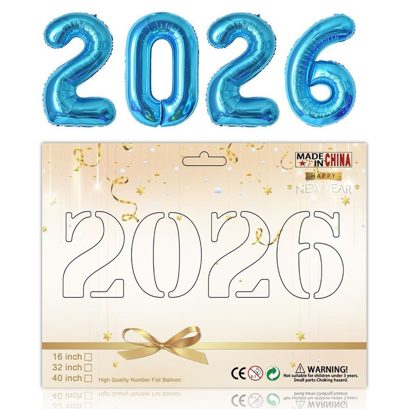 跨境40寸2026跨年数字铝膜气球卡纸新年套装跨年聚会装饰背景铝|undefined