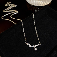 韩版超闪璀璨星河锆石项链轻奢小众气质吊坠简约精致颈链锁骨链女