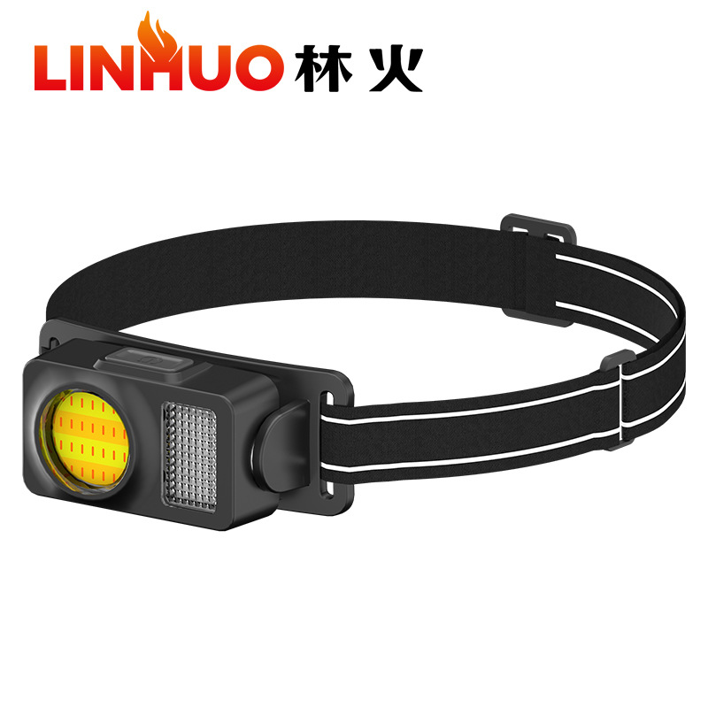 Transfronterizo nuevo reflector de mazorca corriendo pequeño faro USB recargable montado en la cabeza rojo y azul intermitente faro de advertencia