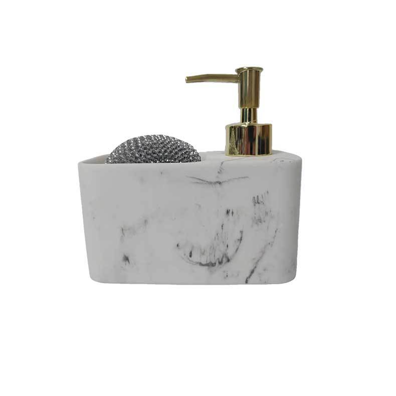 Suministros de cocina multifunción botella de jabón de mármol de imitación líquido para lavar platos a presión botella dividida bola de limpieza caja de almacenamiento de esponja