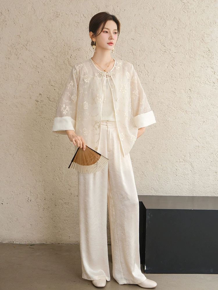 Trousers, white Hanfu, Chinese style