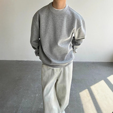 680g美式重磅小领口圆领纯色卫衣男女款秋冬宽松纯棉短款上衣衣服