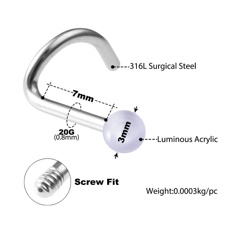 Fashion Solid Color Stainless Steel Plating Nose studs 10 Pieces