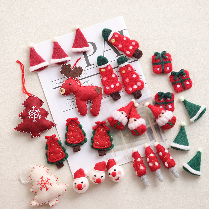 Navidad fieltro de lana decoración colgante accesorios DIY hechos a mano árbol de Navidad alce paquete de regalo pan de jengibre accesorios colgante hombre