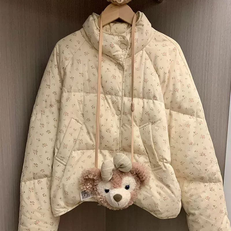 韩版白鸭绒羽绒服冬季新款短款面包服女款高端女品牌女装批发货源