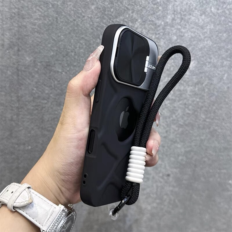 Suitable for Apple 16 Mobile Phone Case iPhone 17 Pro Max Silicone 14 Magnetic Suction 13 Lens Cover Bracket 15 with Lanyard