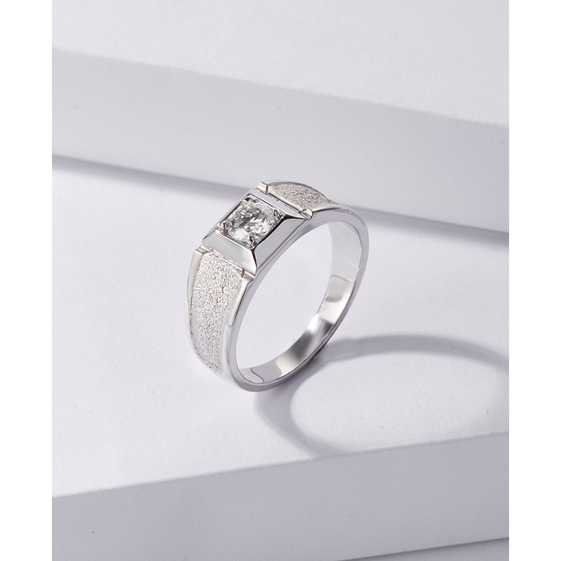 Anillo de moissanita genuino plata de ley para hombres 925 personalidad dominante anillo de pareja traje de diamantes de 50 puntos para hombres de moda