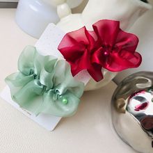 韩国正品超仙气质边夹侧边碎发刘海夹发饰珍珠真丝手工蝴蝶结头饰