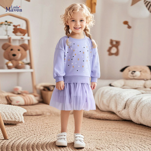Little Maven European and American Cross-Border Export Children's Skirt Autum Velvet Girls' Dress Cute Mesh Children's Skirt