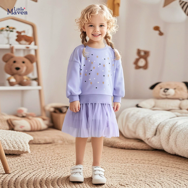 Little maven, европейская и американская детская юбка для трансграничного экспорта, осеннее бархатное платье для девочек, милая сетчатая детская юбка