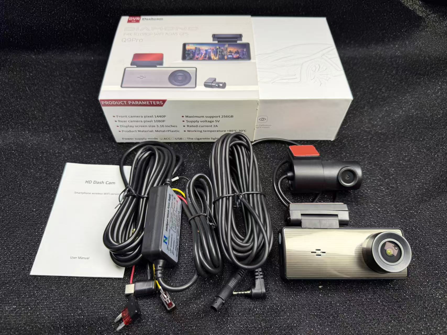 2026 New Model Q9 Amazon Cross-Border Exclusive High-Definition Recorder 4K WiFi Dual-Channel GPS Driving Assistant ADAS