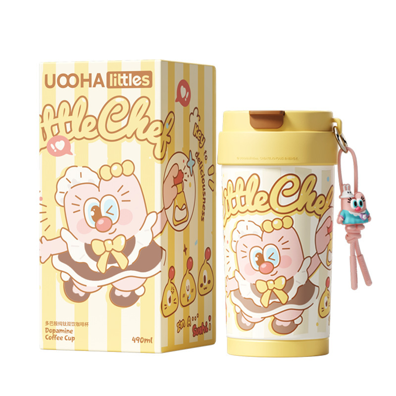 uooha多巴胺咖啡杯外出携带杯子不锈钢水杯吸管保温杯便携保冷杯|undefined