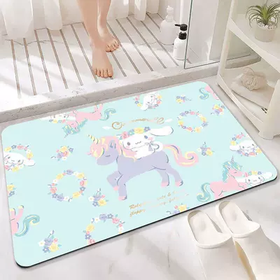 Cartoon Bathroom Absorbent Foot Mat Soft Diatom Mud Popular Sanrio Small White Floor Mat Carpet Non-Slip Bathroom Cute (Avtomobil döşəmə paspasları) - fbg-unicorn-jade-gui-7045cm