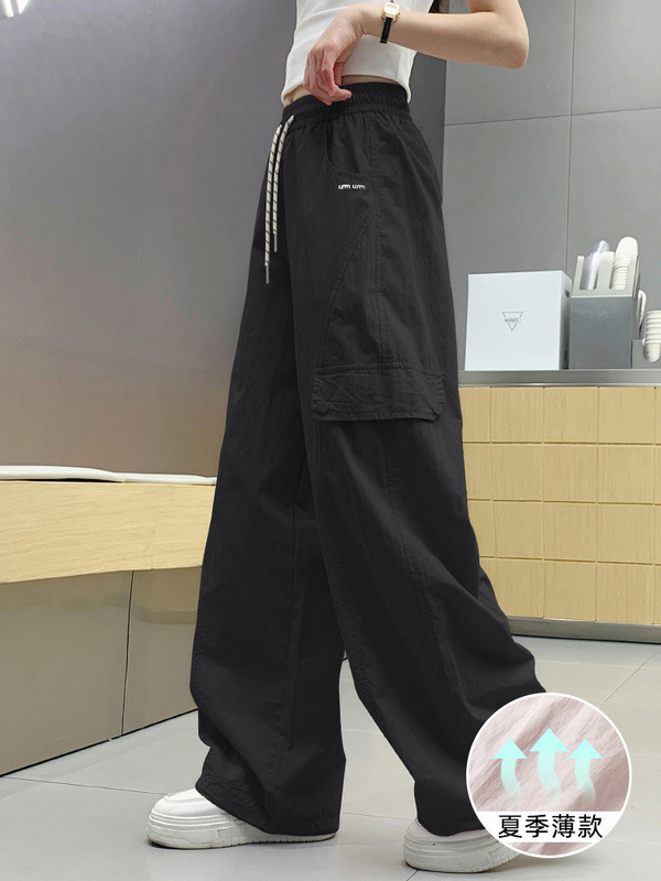 女の子のズボンの夏の新型の氷の糸の工装の子供の直筒の黒色の子供の中で大きい子供の防蚊のズボンの天の広い足は薄いです。|undefined